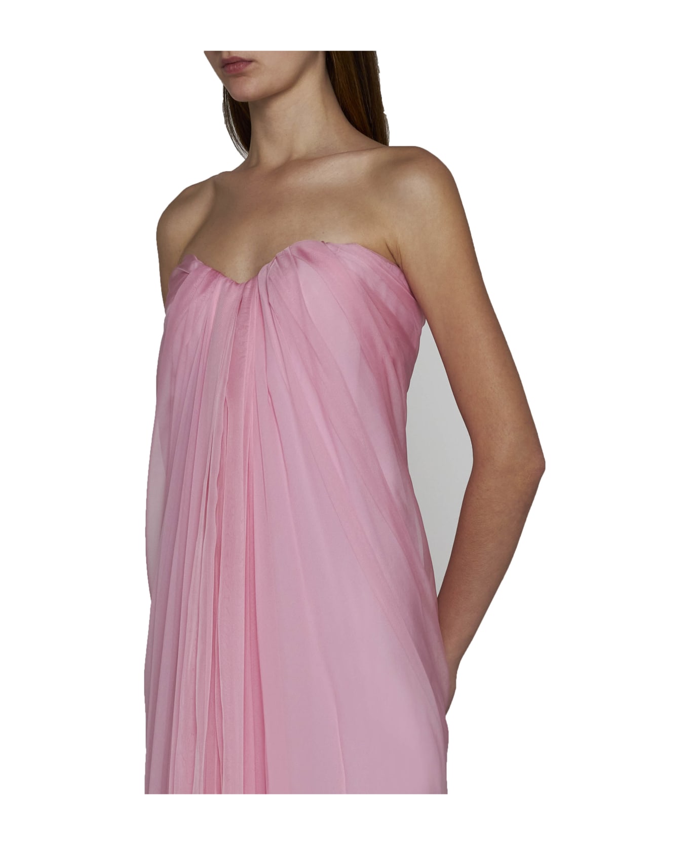 Alexander McQueen Bustier Strapless Draped Dress - Pale pink