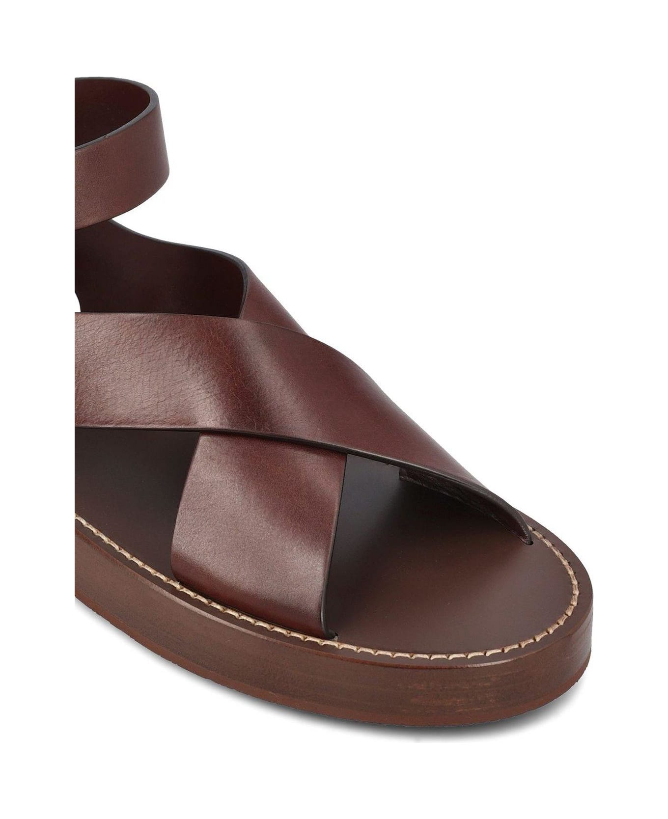 Loro Piana Sumie Crossed Strap Sandals - Brown