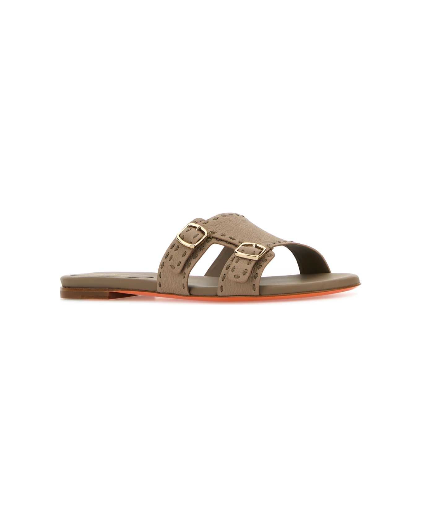 Santoni Cappuccino Leather Didi Slippers - E68