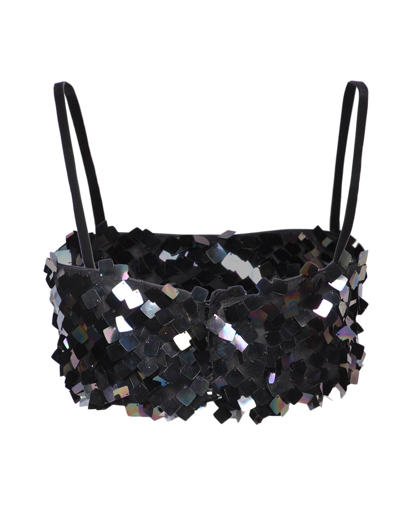 Amen Black Sequined Bra Top - Black