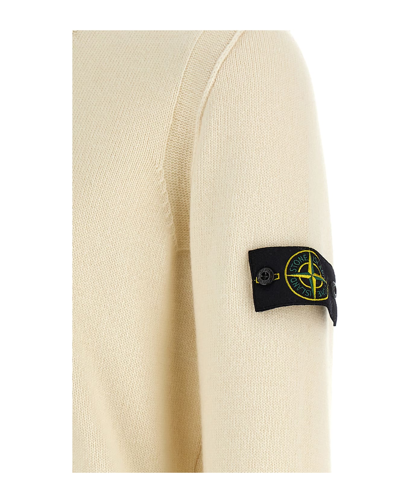 Stone Island Logo Badge Sweater - White