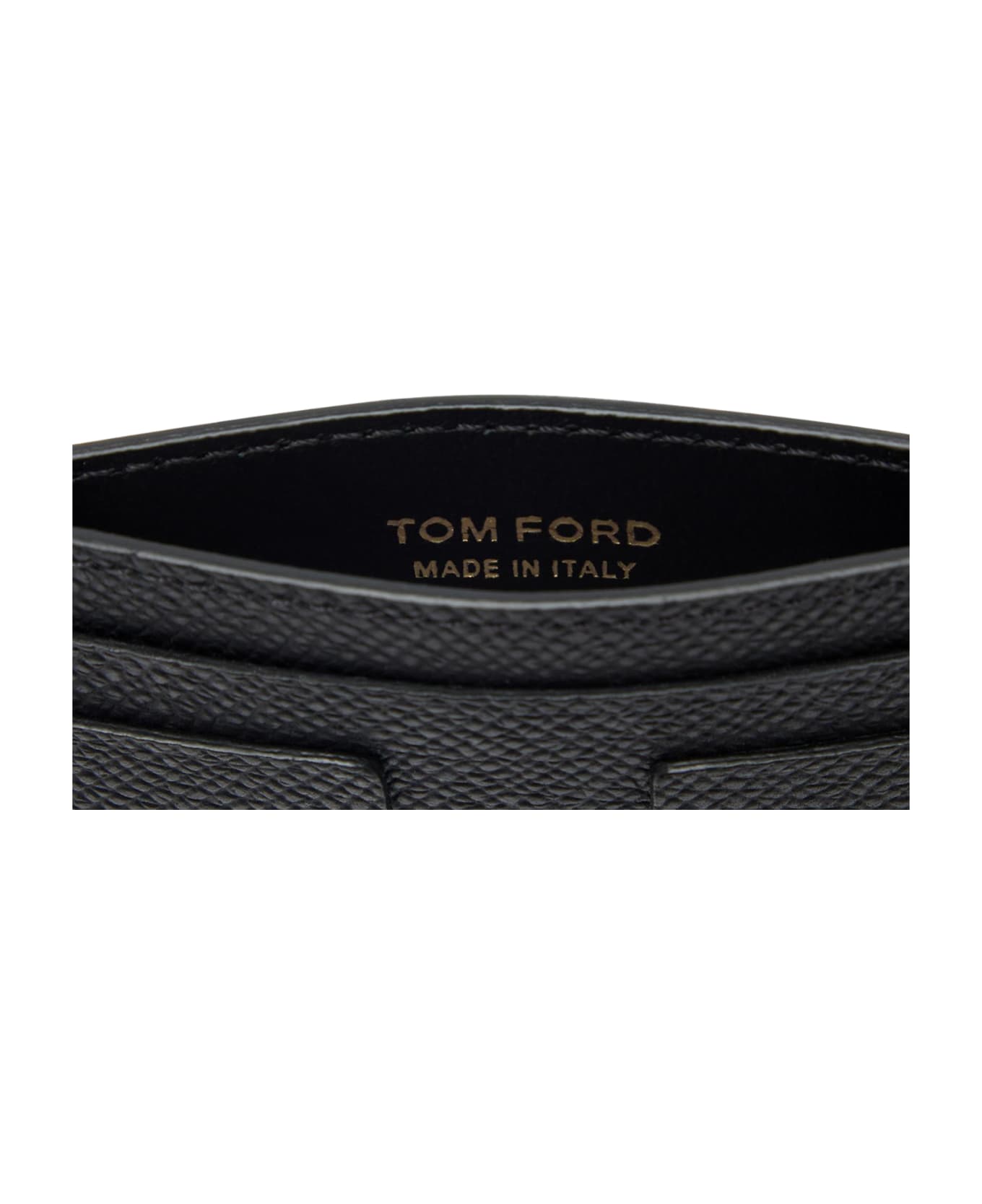Tom Ford Small Grain Leather T Line Cardholder - Black