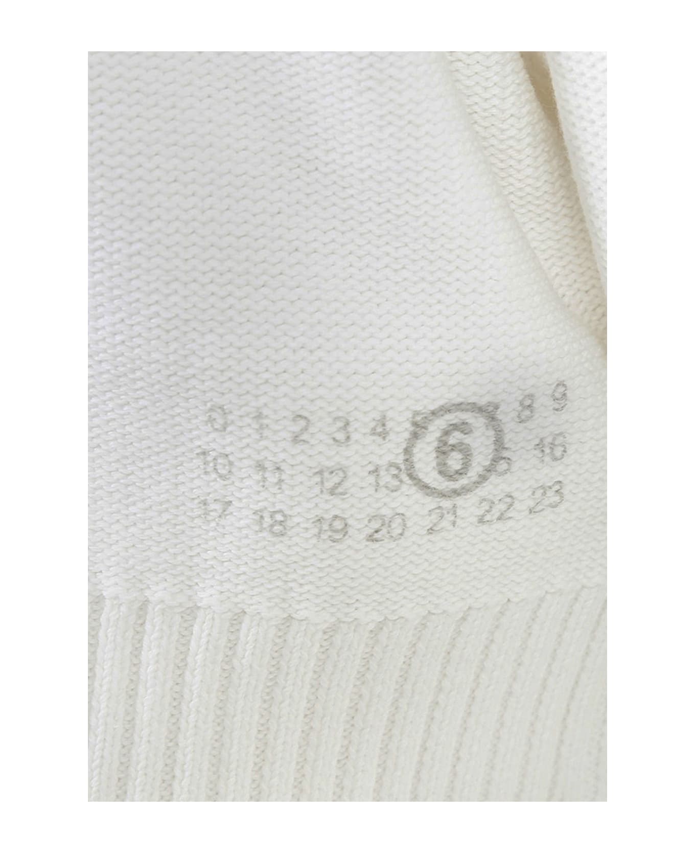 MM6 Maison Margiela White Cropped Sweater For Girl With Logo - White