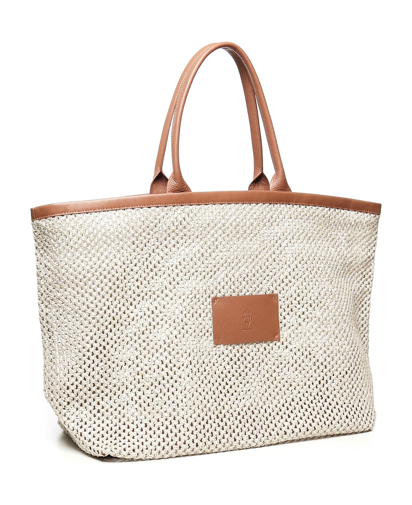 Eleventy Woven Tote Bag - SAND AND BROWN