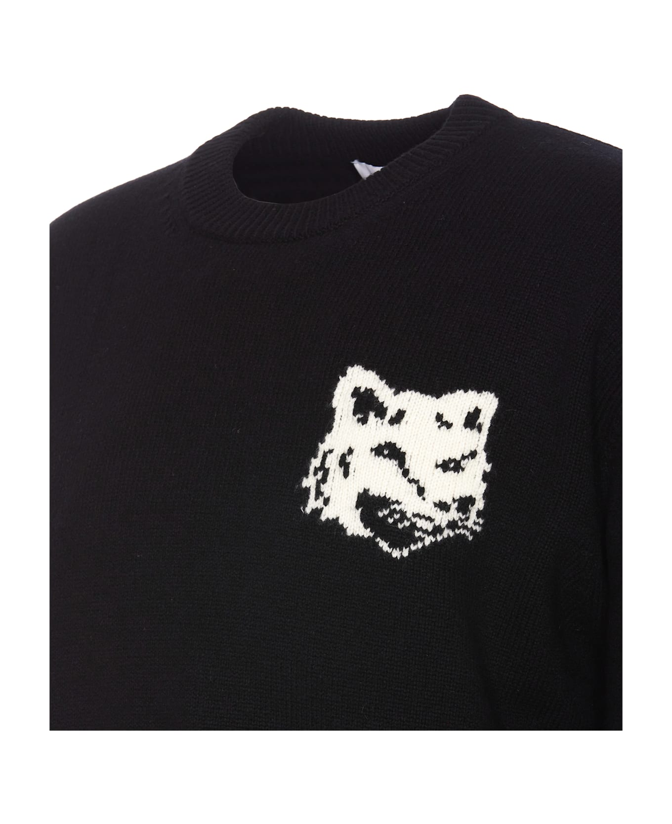 Maison Kitsuné Fox Head Intarsia Sweater - Black