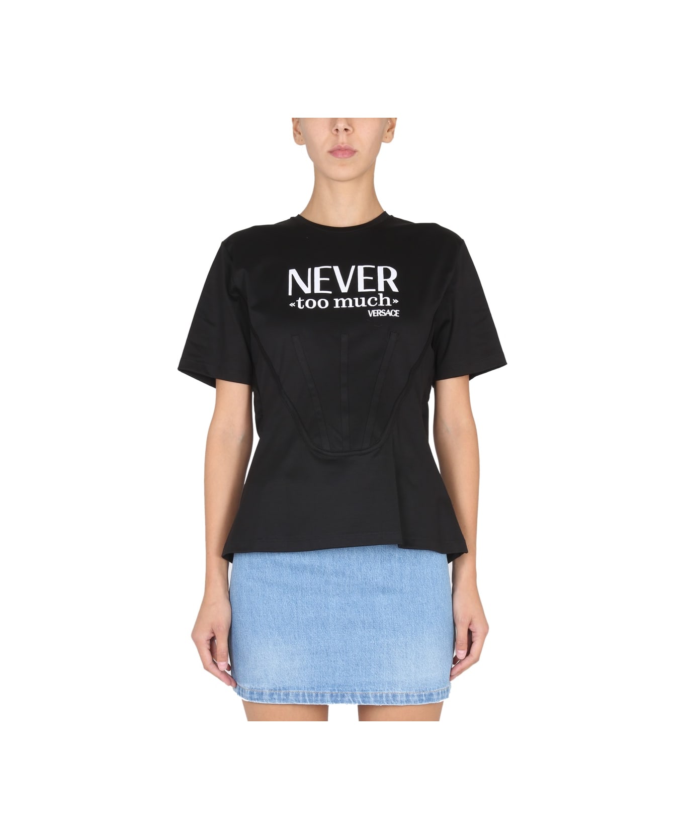Versace "never Too Much" Corset T-shirt - BLACK