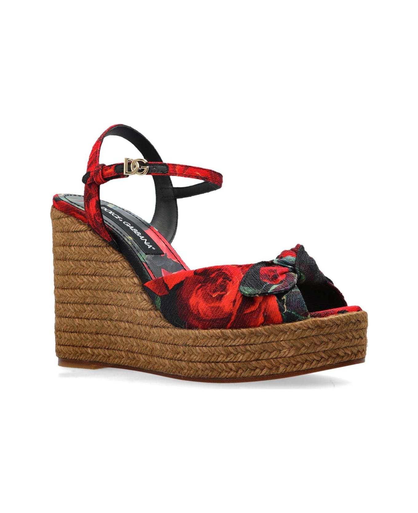 Dolce 
Gabbana Rose Print Wedge - Red サンダル