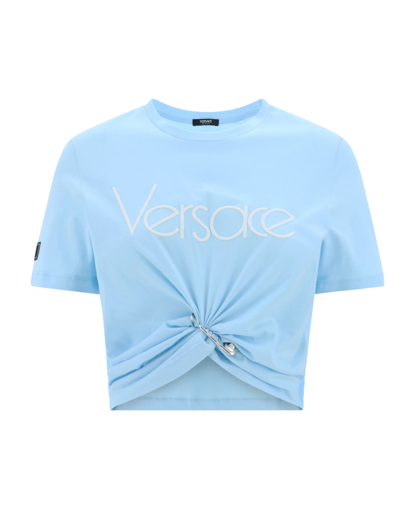 Versace Safety Pin Detail Top - Blue Tシャツ