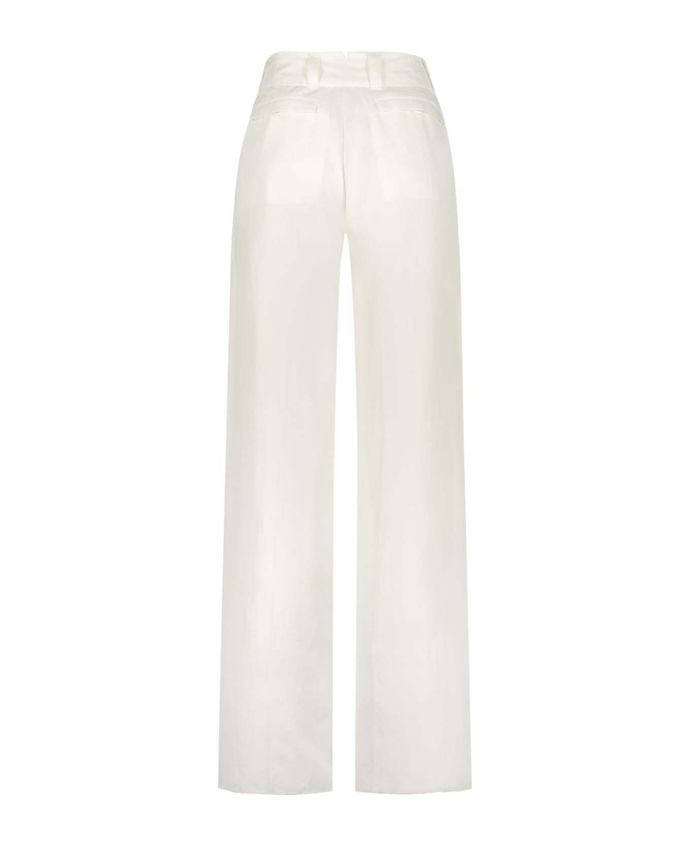 Ferragamo Silk And Linen Trousers - White ボトムス