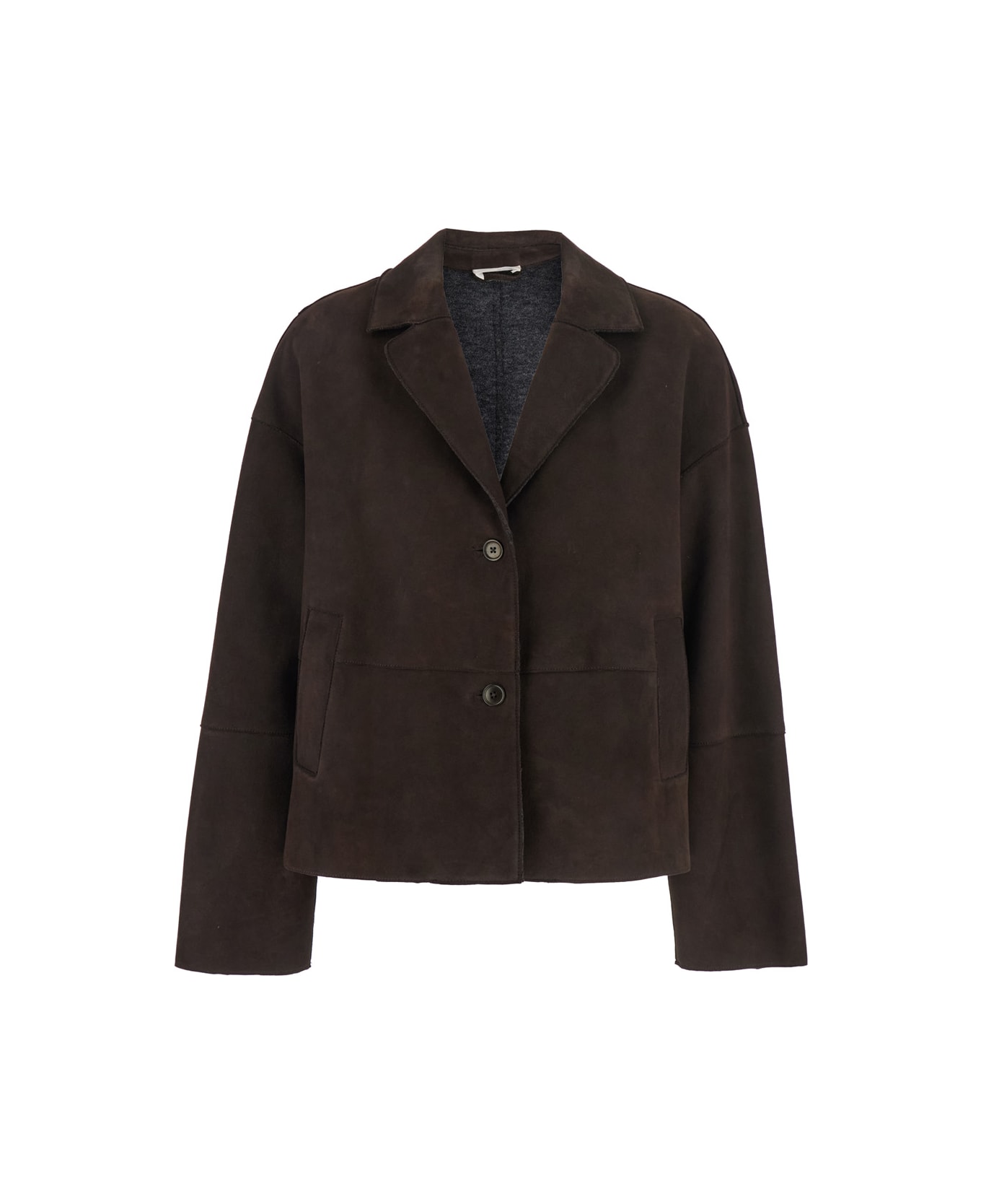 Parosh Brown Jacket With Classic Revers And Dropped Shoulders In Suede Woman - DARK BROWN
