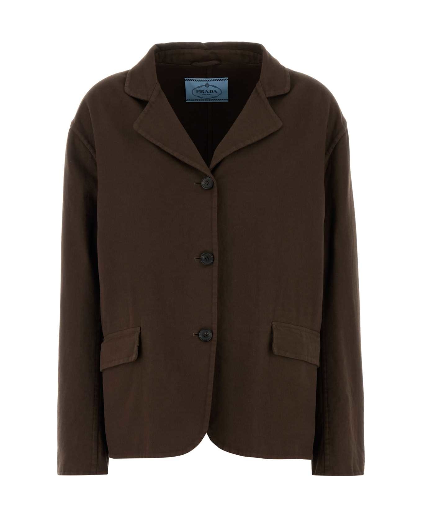 Prada Brown Cotton Blazer - EBANO