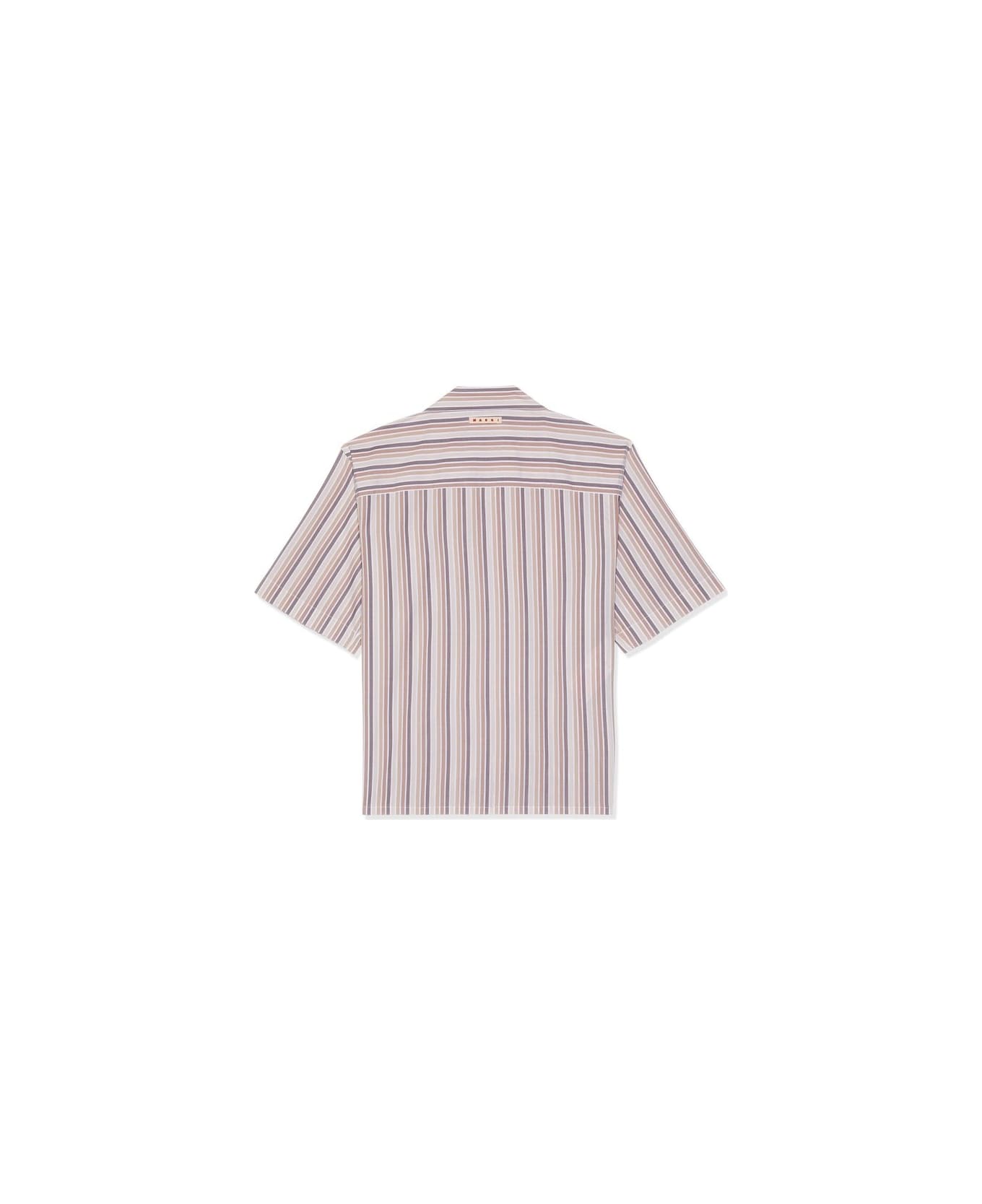 Marni Striped Short-sleeved Shirt - Beige