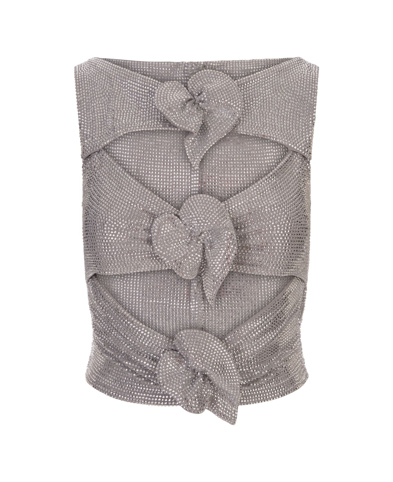 Giuseppe di Morabito Silver Top With Crystals And Applied Flowers - Grey トップス