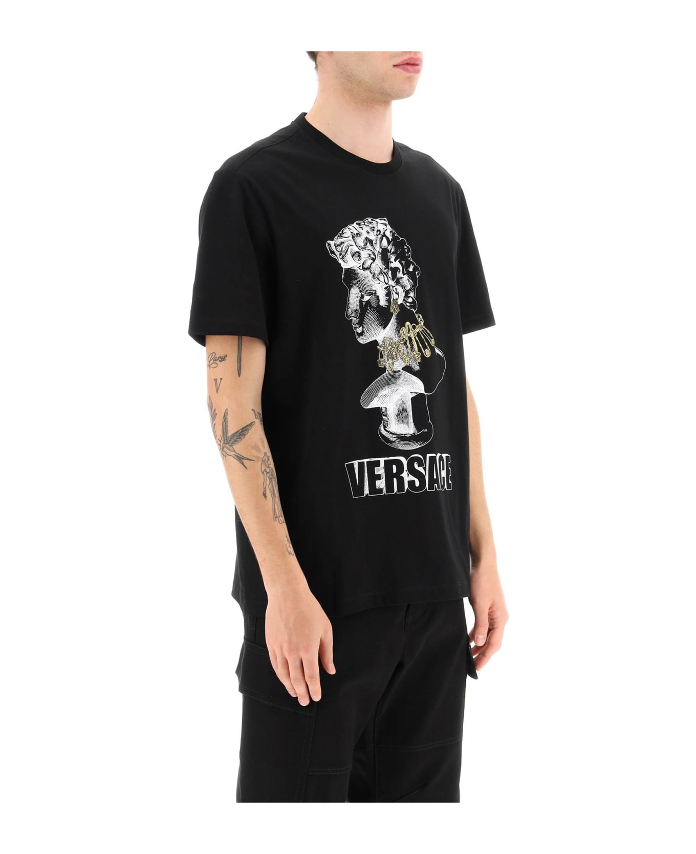 Versace Printed Cotton T-shirt - black シャツ