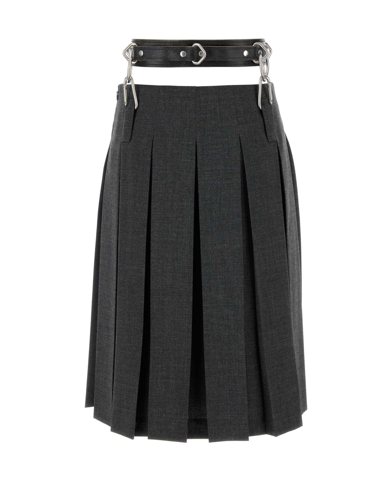 Prada Dark Grey Wool Skirt - ARDESIA