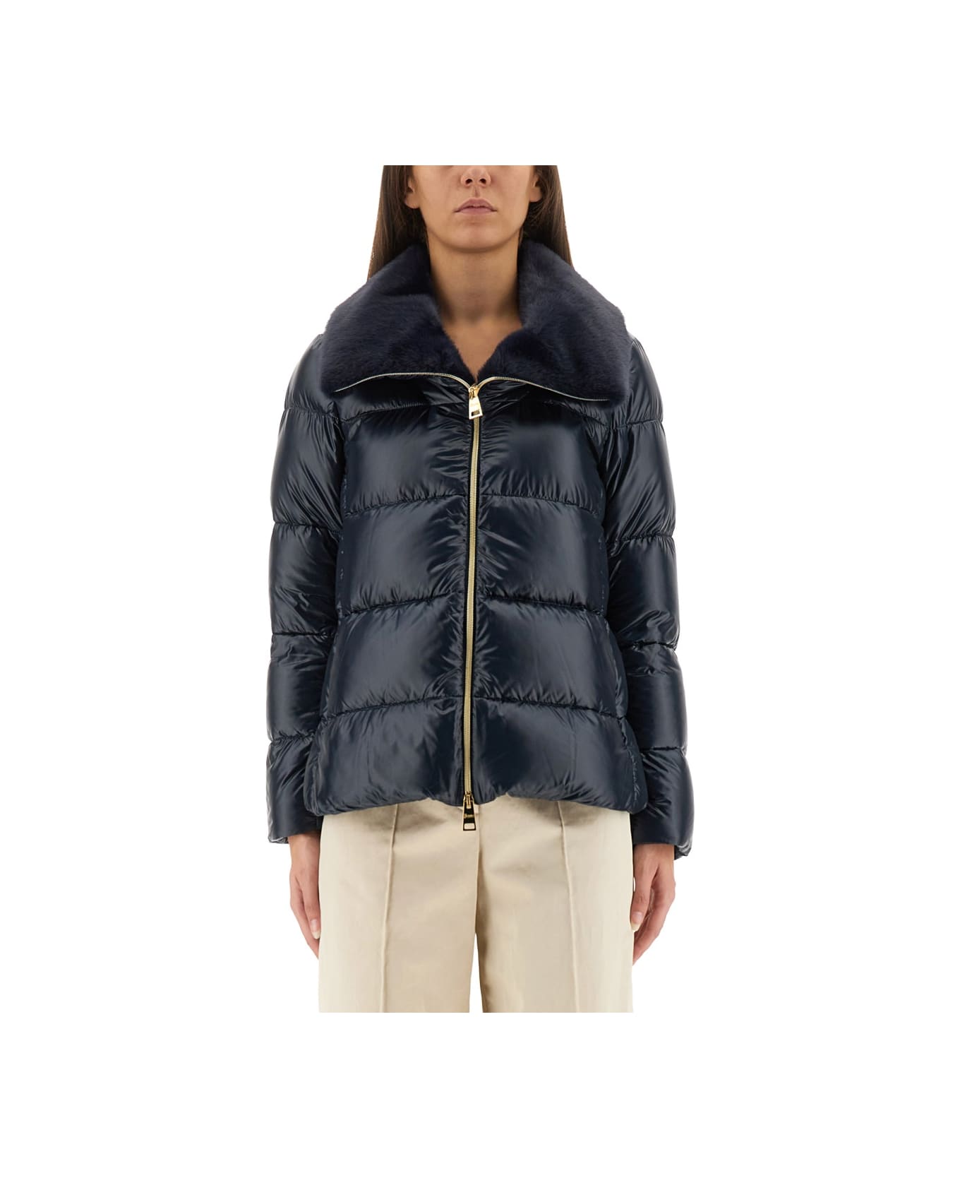 Herno Down Jacket With Lined Collar - BLUE