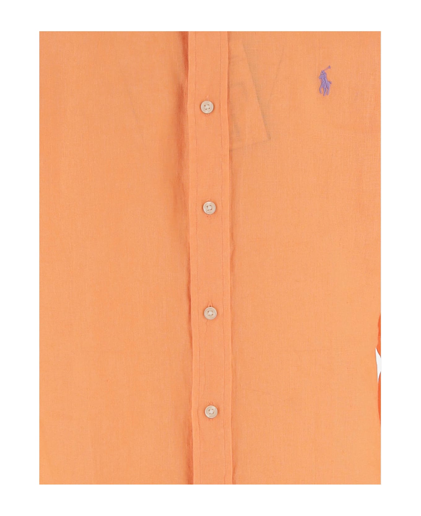 Polo Ralph Lauren Fluo Orange Linen Shirt - POPPY