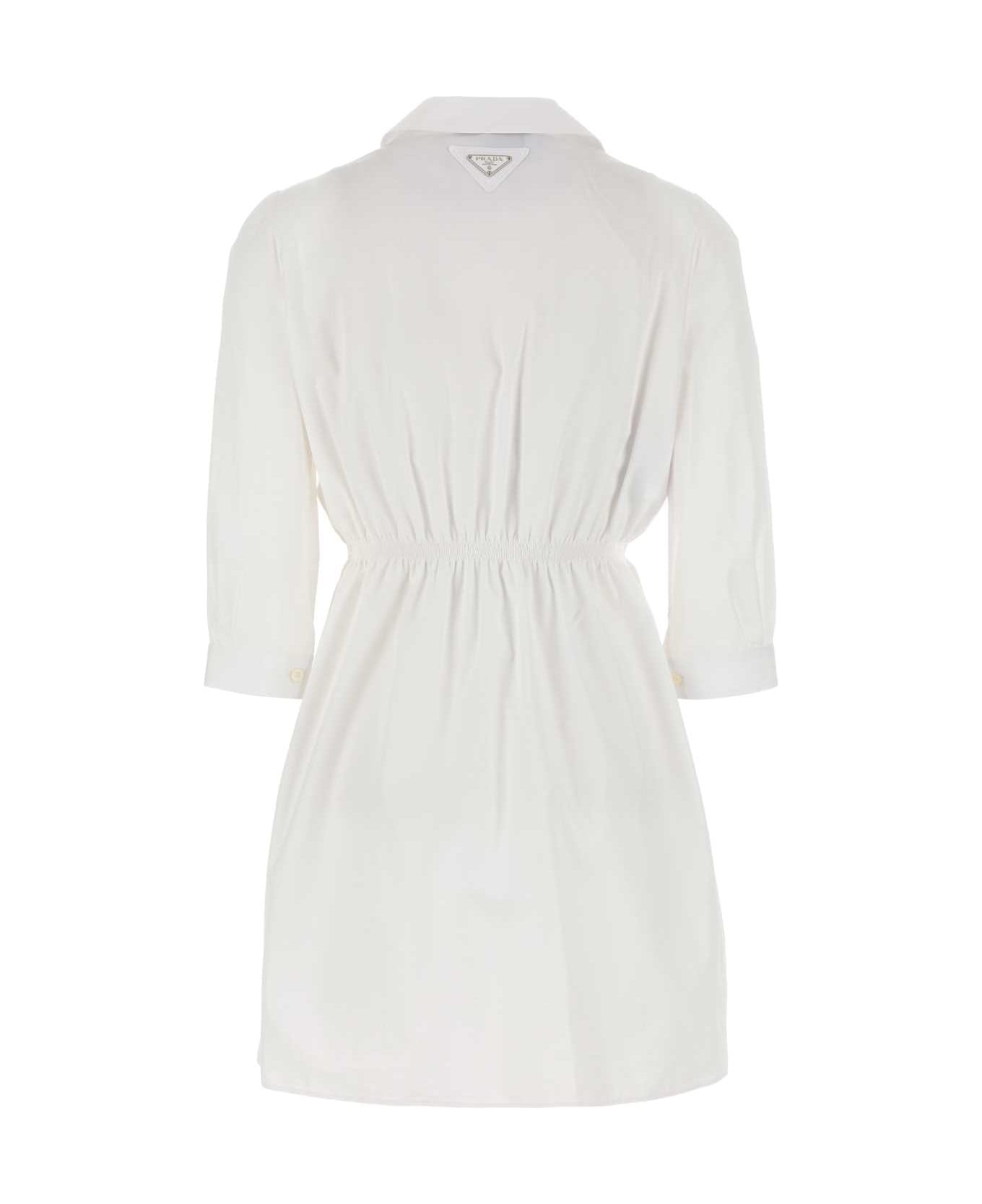Prada White Poplin Shirt Dress - BIANCO