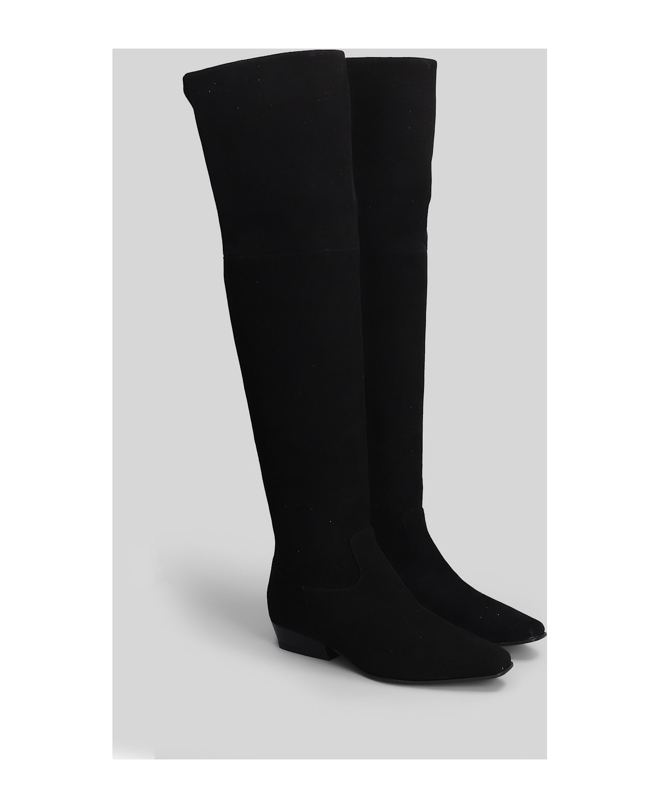 Julie Dee Low Heels Boots In Black Suede - black