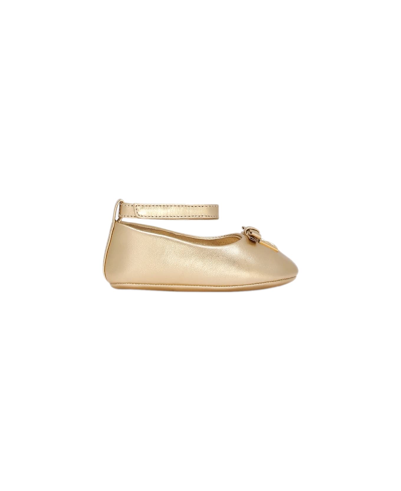 Dolce & Gabbana Ballerina In Laminated Nappa - Gold