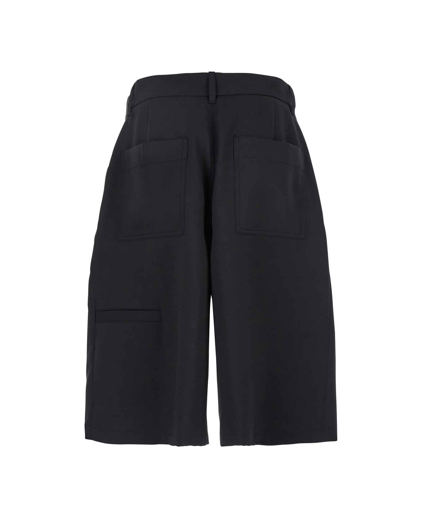 WOOYOUNGMI Black Bermuda Shorts With Belt Loops And Patch Pockets In Tech Fabric Man - Black ショートパンツ
