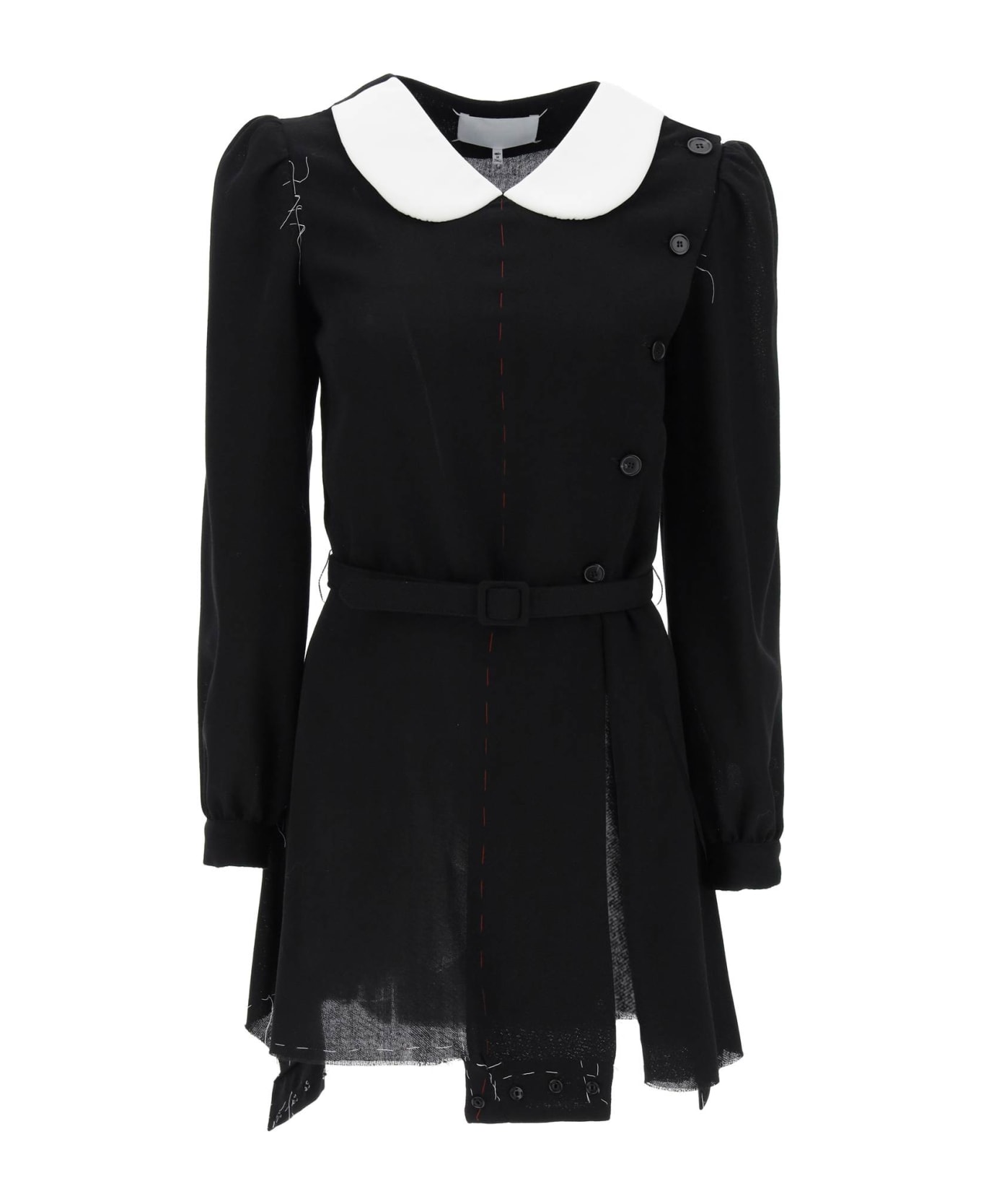 Maison Margiela Convertible Mini Dress In Wool - black