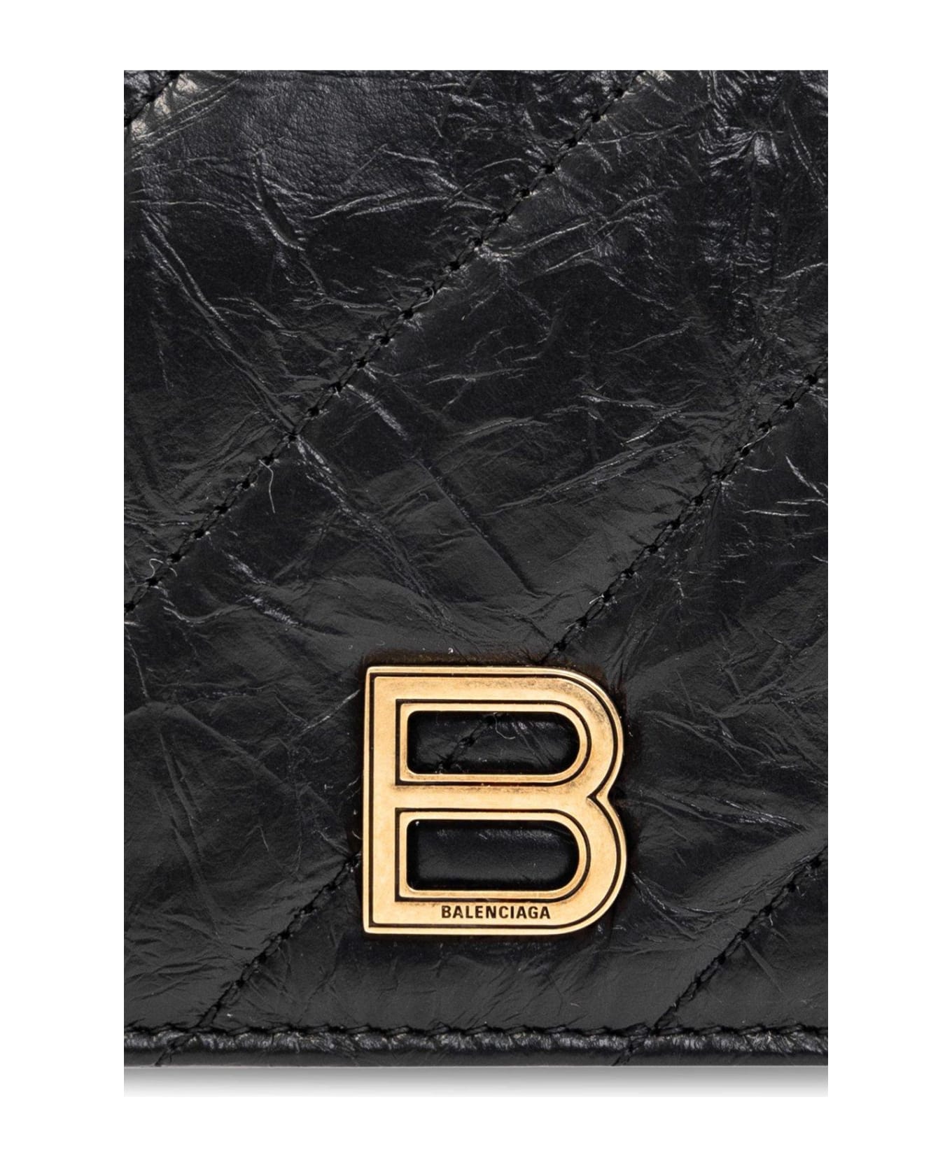 Balenciaga Crush Logo Plaque Wallet - Black
