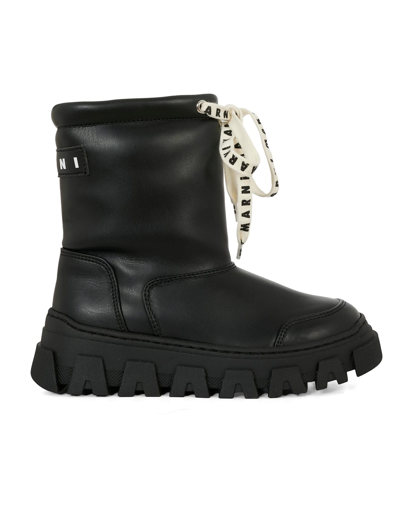 Marni Brown Ankle Boots For Girl With Logo - Black