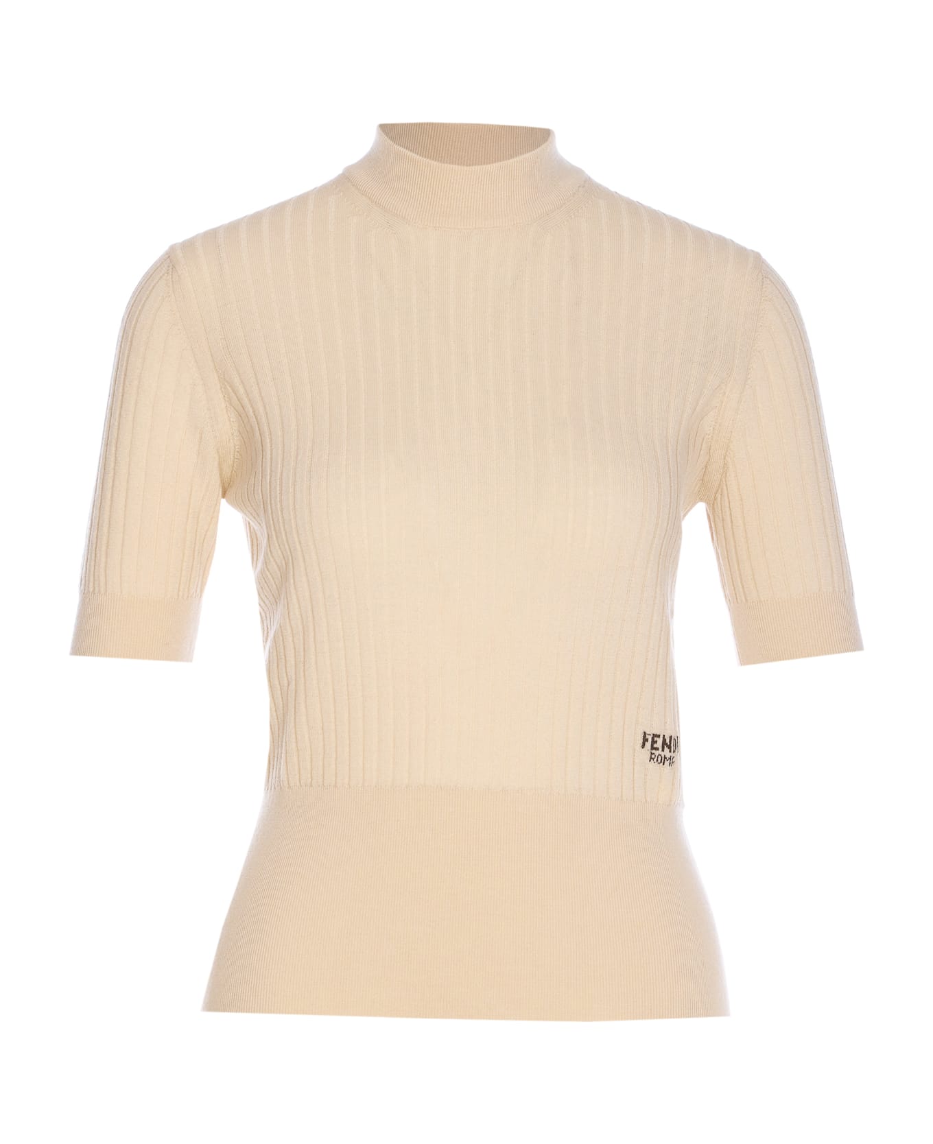 Fendi Roma Short Sleeves Sweater - Beige