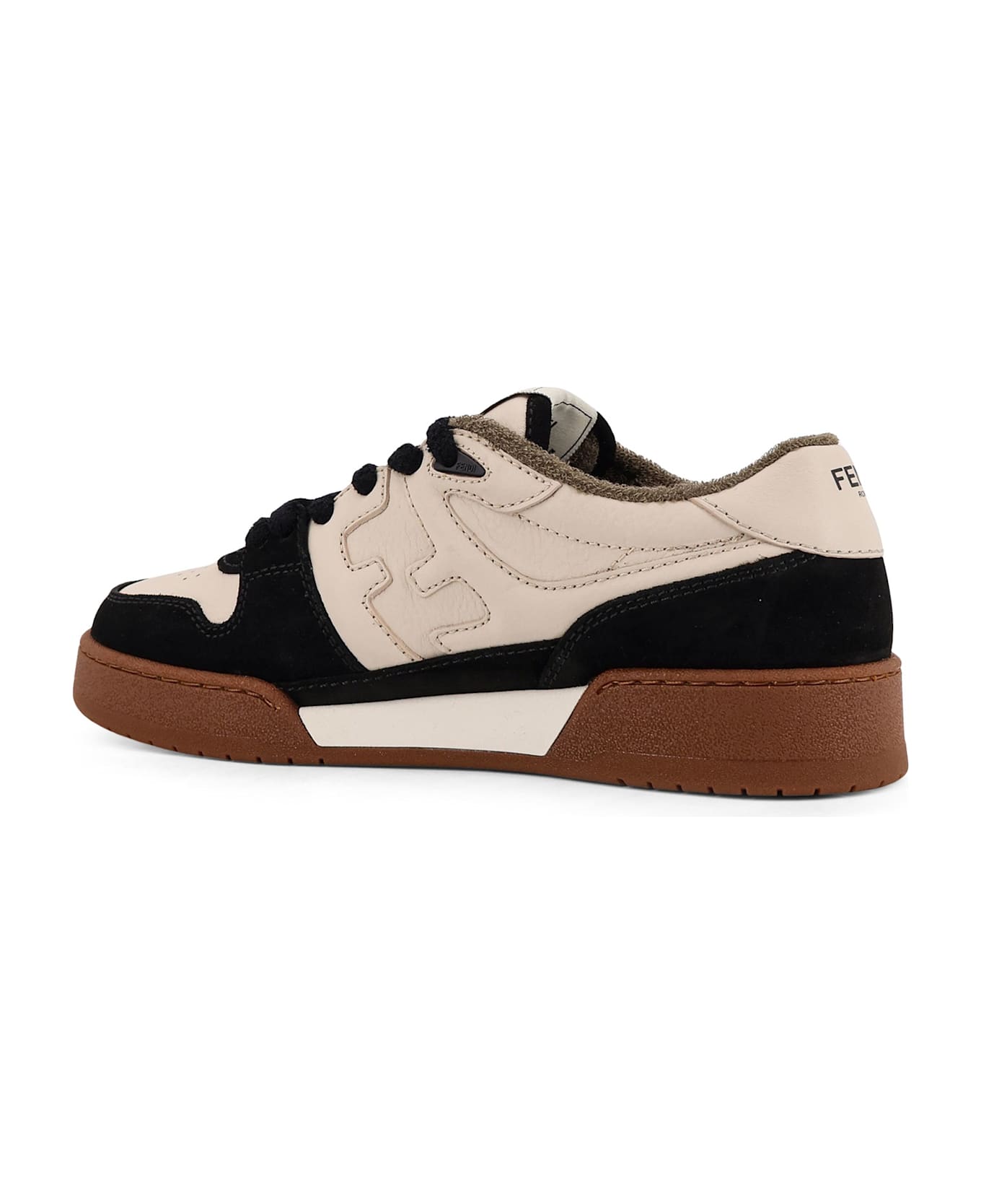 Fendi Match Low-top Leather Sneakers - NERO+MILK+NERO