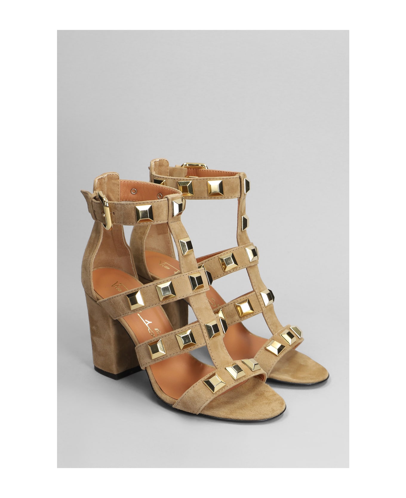 Via Roma 15 Sandals In Leather Color Suede - leather color