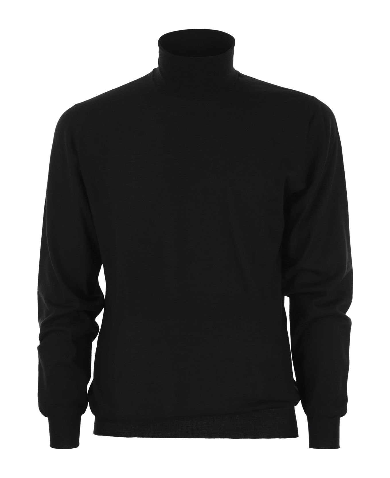 Fedeli Derby - Wool Turtleneck Sweater - Black