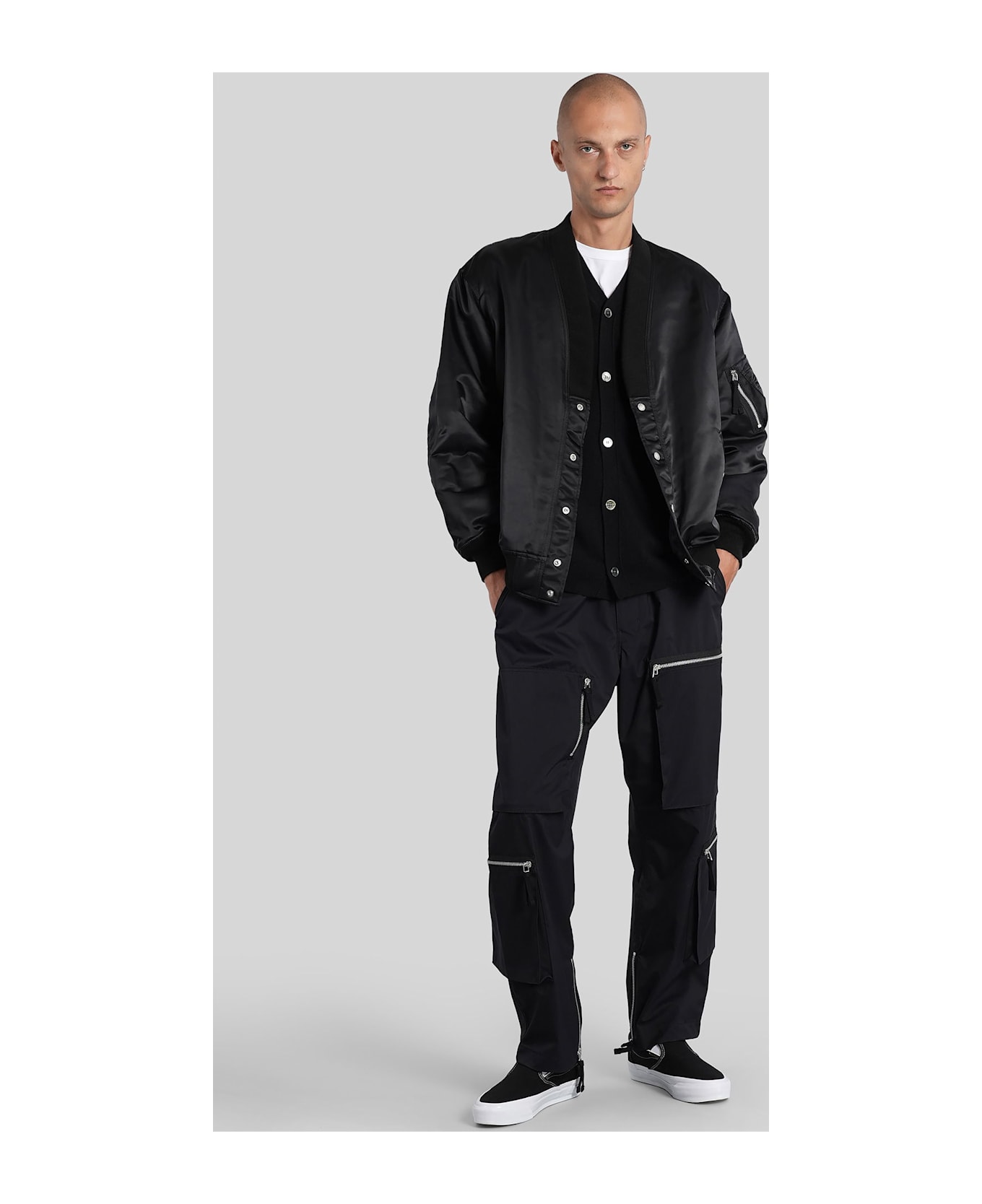 Comme des Garçons Homme Bomber Jacket In Black Nylon - black
