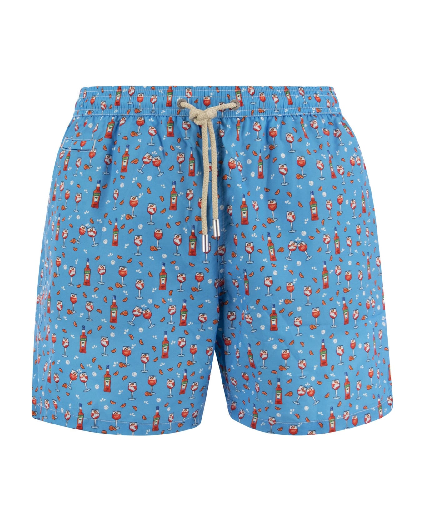 MC2 Saint Barth Lightweight Fabric Swim Boxer Shorts With Print - Light Blue 水着