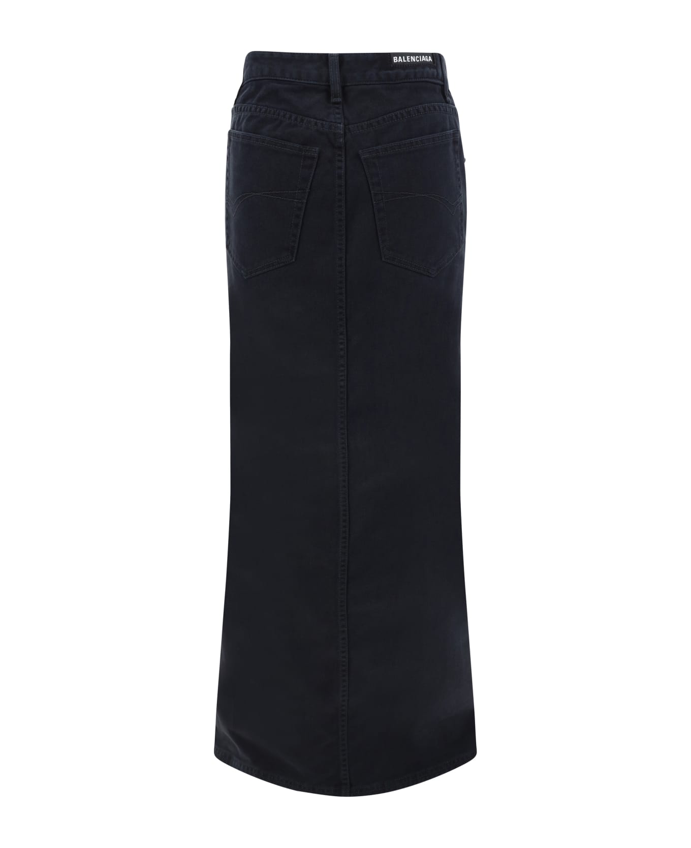 Balenciaga Denim Midi Skirt - Black