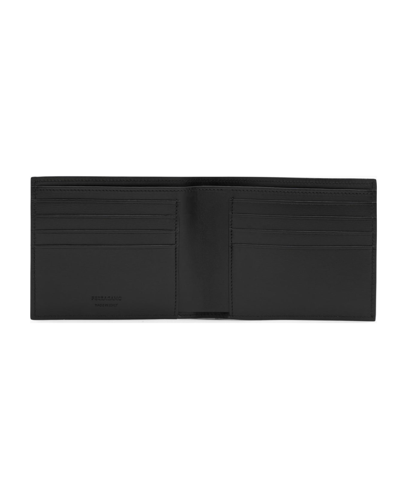 Ferragamo Black Leather Wallet With Logo - Black