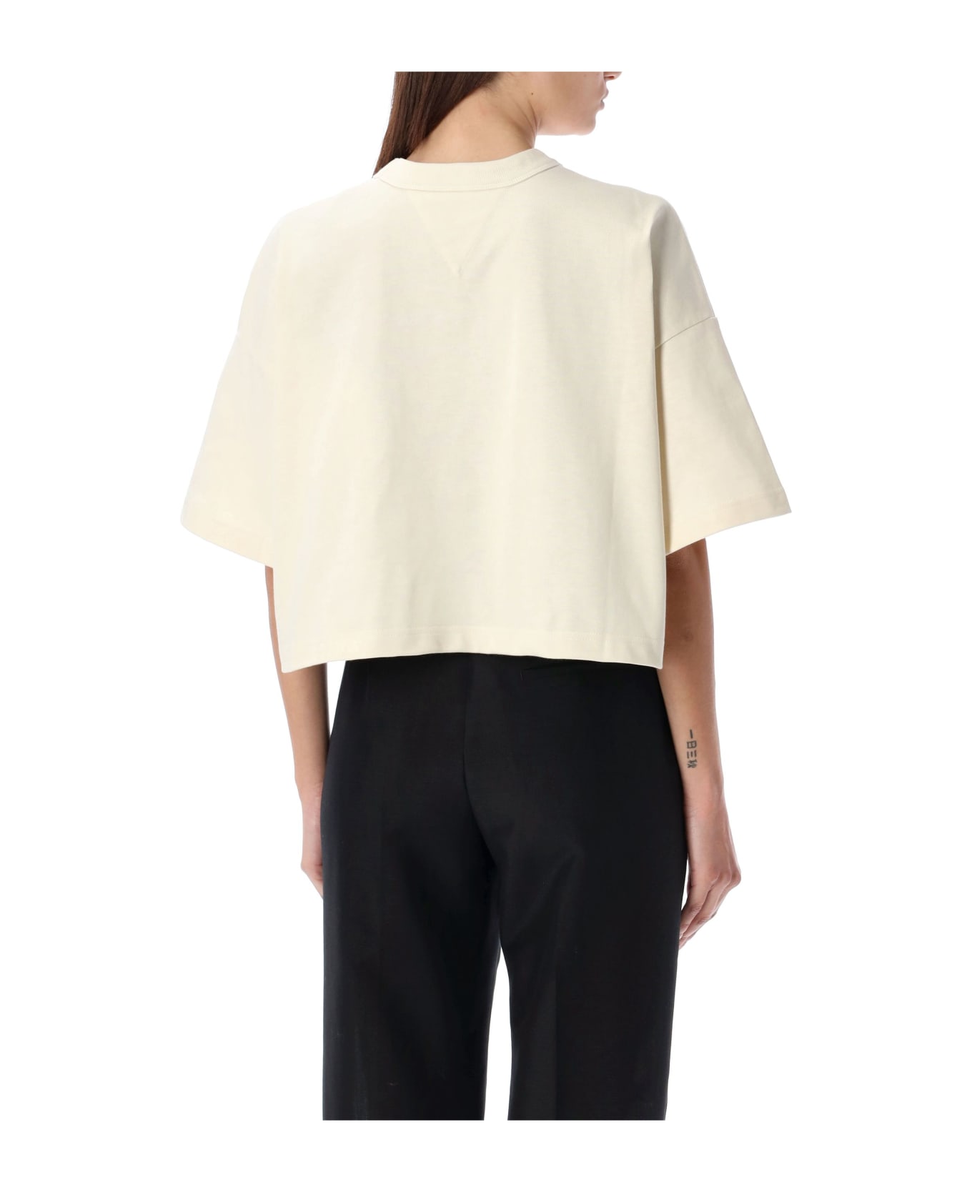 Bottega Veneta Cropped T-shirt With Leather Detail - SOAP