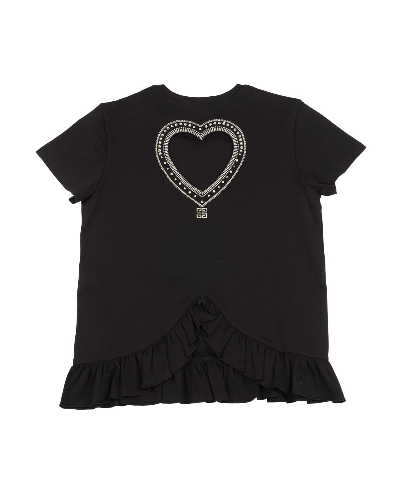 Givenchy Ruffle Hem Logo Detail T-shirt - Black