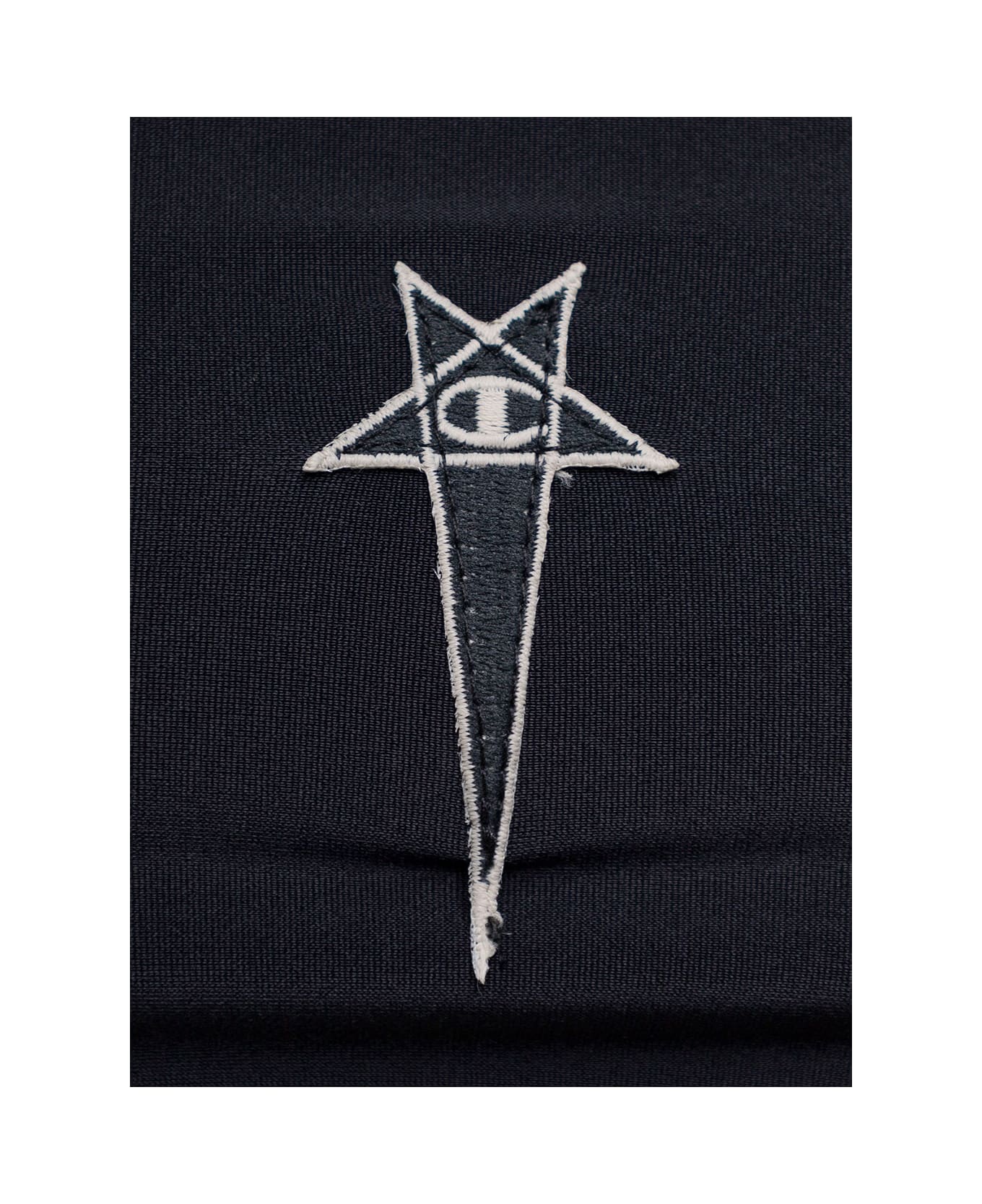 Rick Owens x Champion Black Bandeau Top With Pentagram Embroidery At The Front In Stretch Nylon Woman - Nero