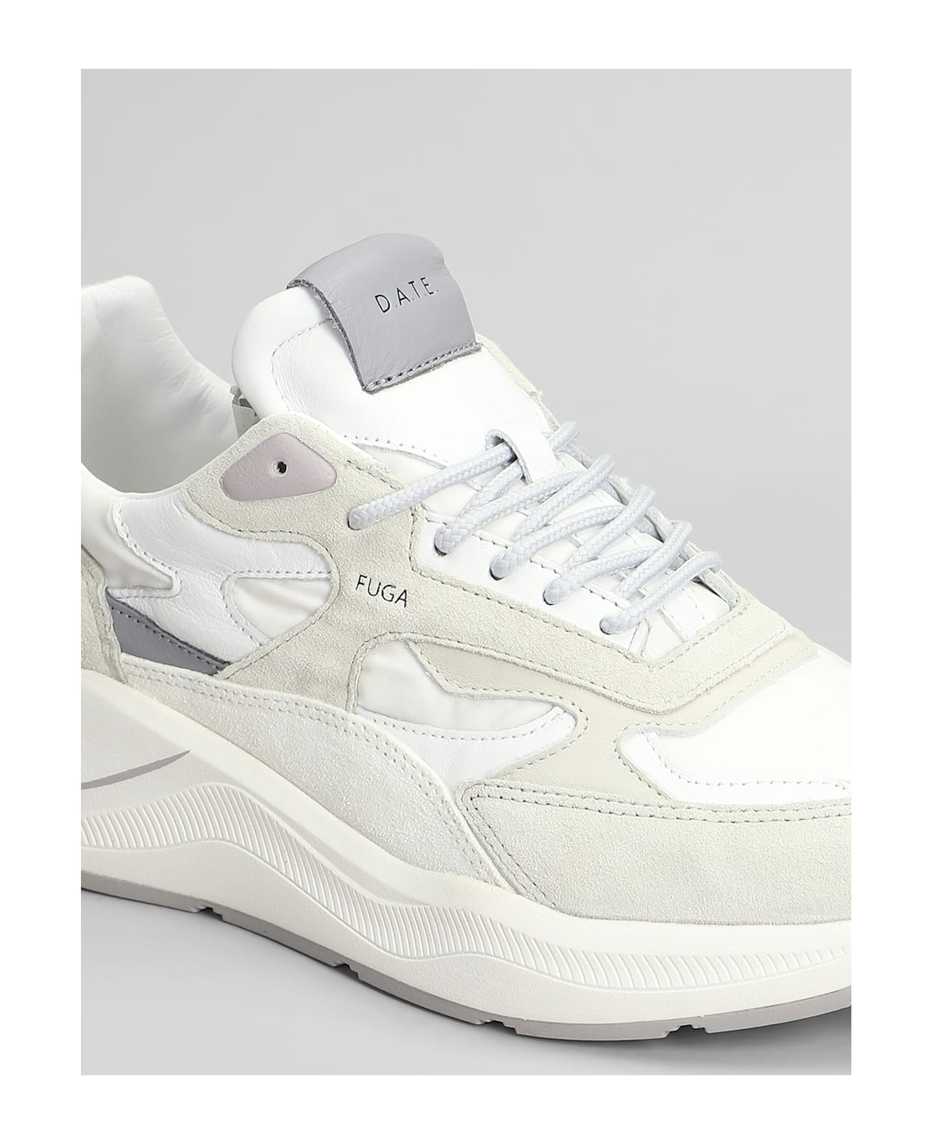 D.A.T.E. Fuga Sneakers In White Suede And Fabric - white