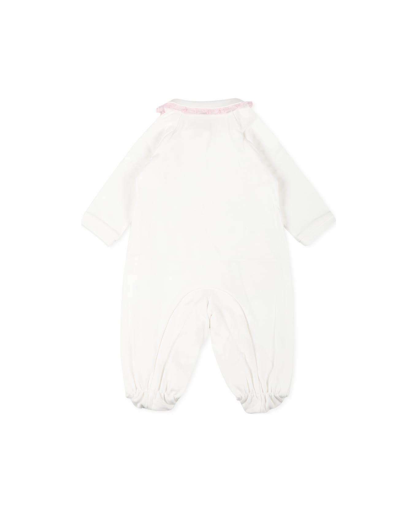 Monnalisa Ivory Babygrow Set For Baby Girl With Bear - Ivory