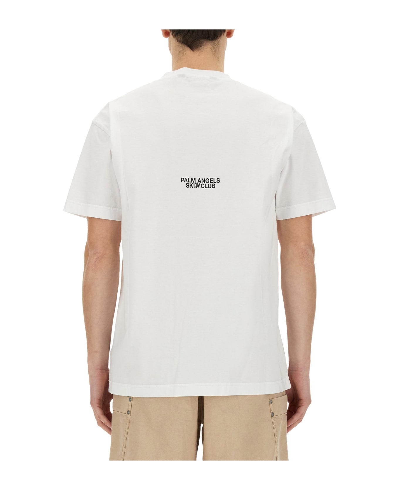 Palm Angels Cotton T-shirt With Graphic Print And Logo - White シャツ