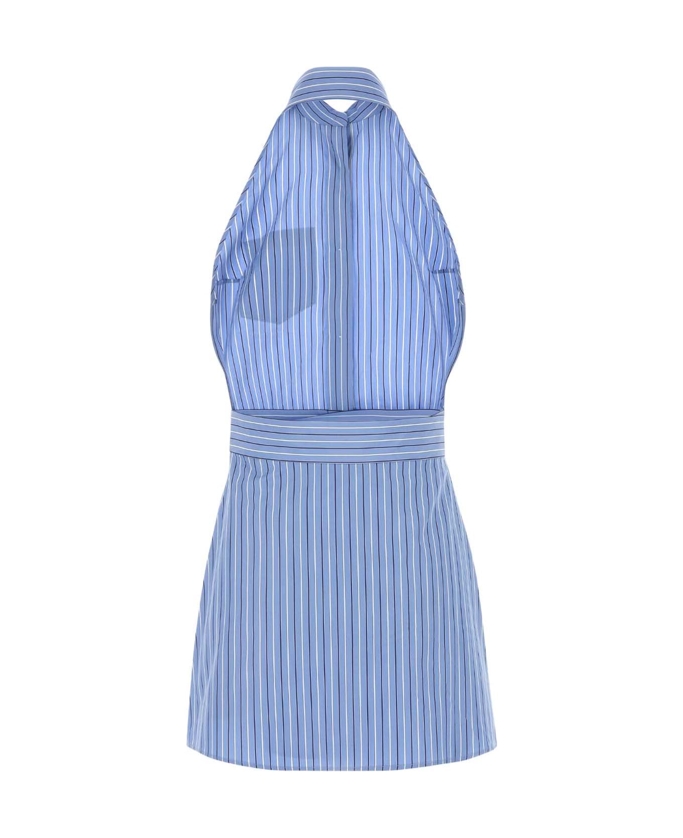 Prada Embroidered Poplin Mini Dress - PERVINCA