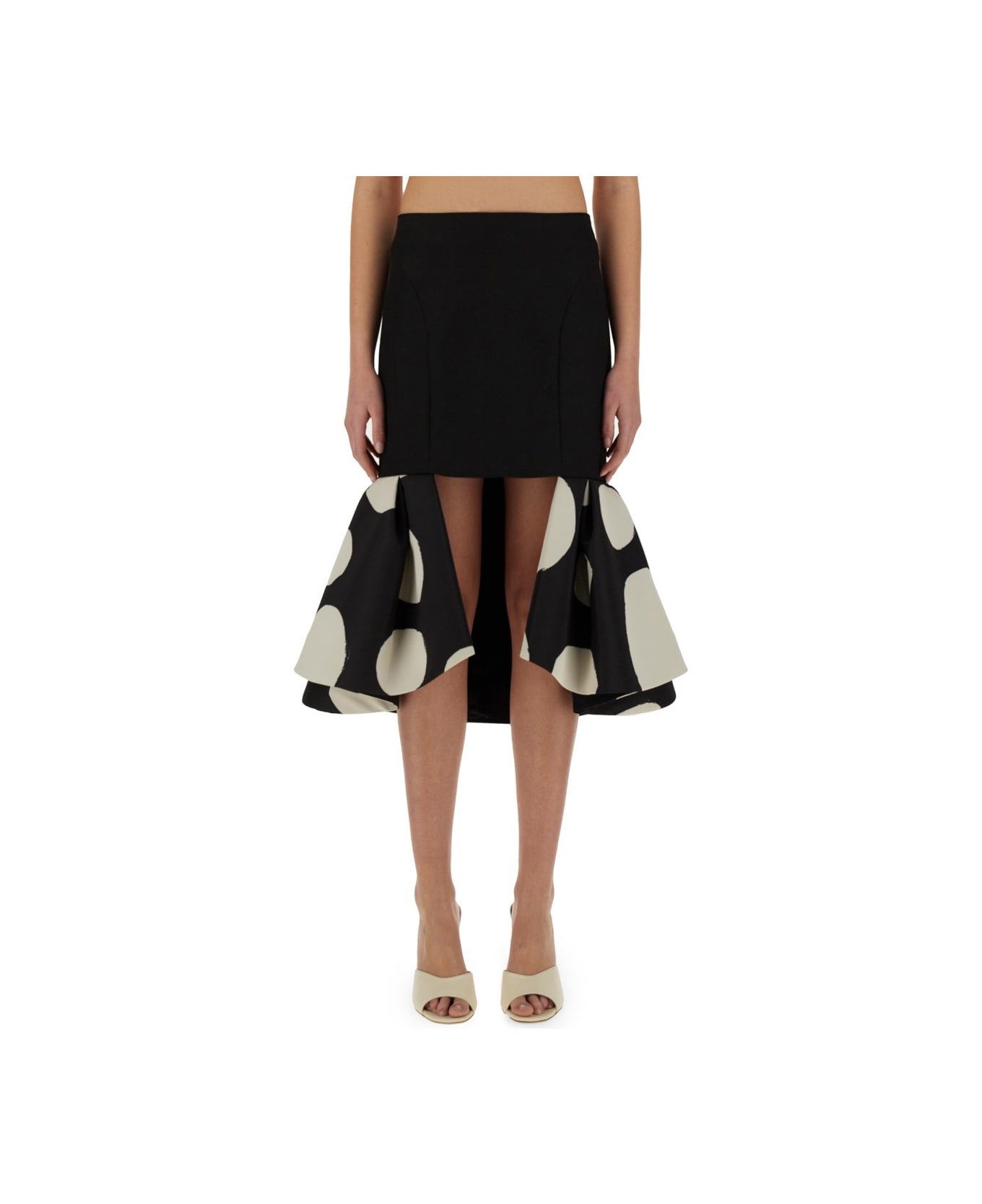 Nina Ricci Midi Skirt With Double Ruffles - BLACK スカート