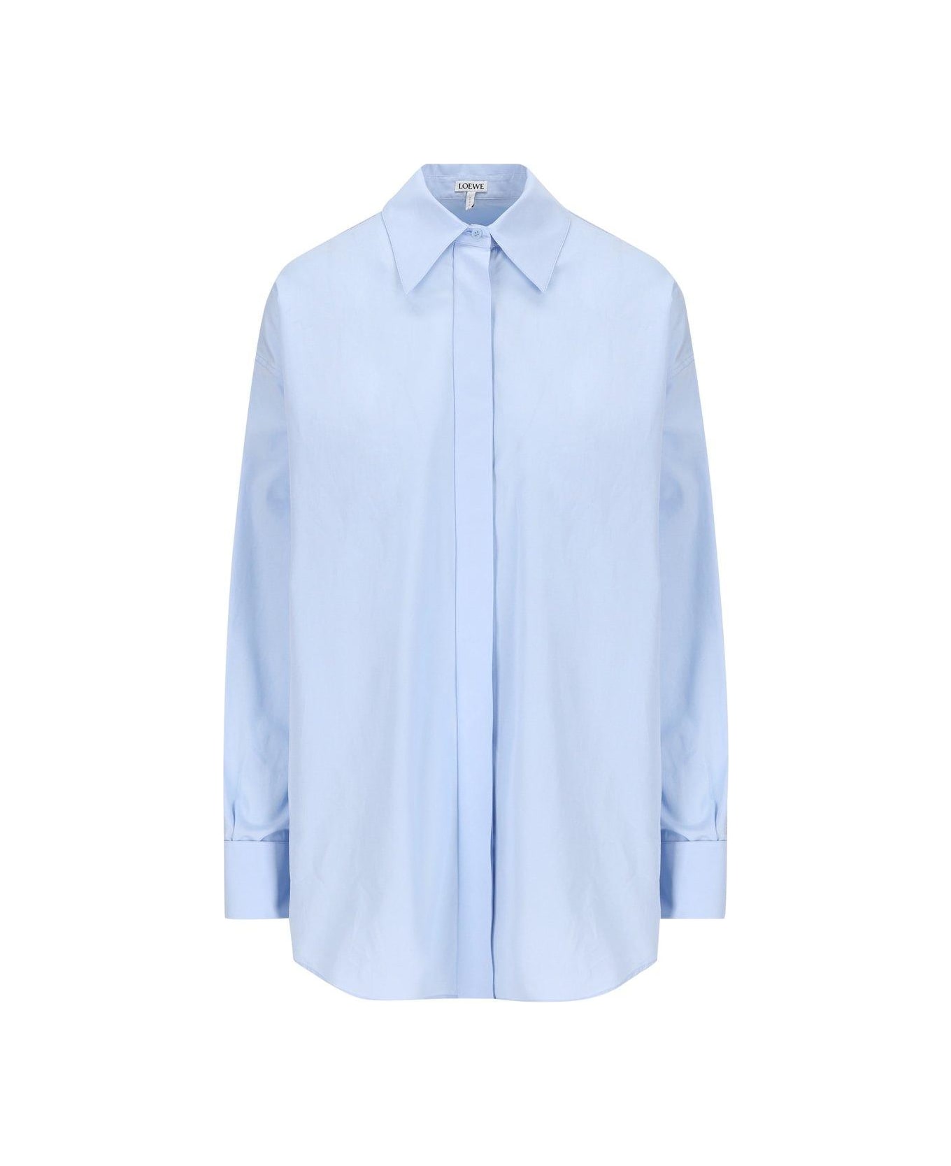 Loewe Curved Hem Buttoned Shirt - Blue