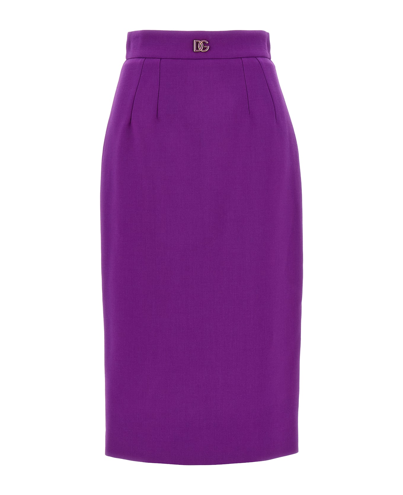 Dolce 
Gabbana Metallic Logo Skirt - Purple