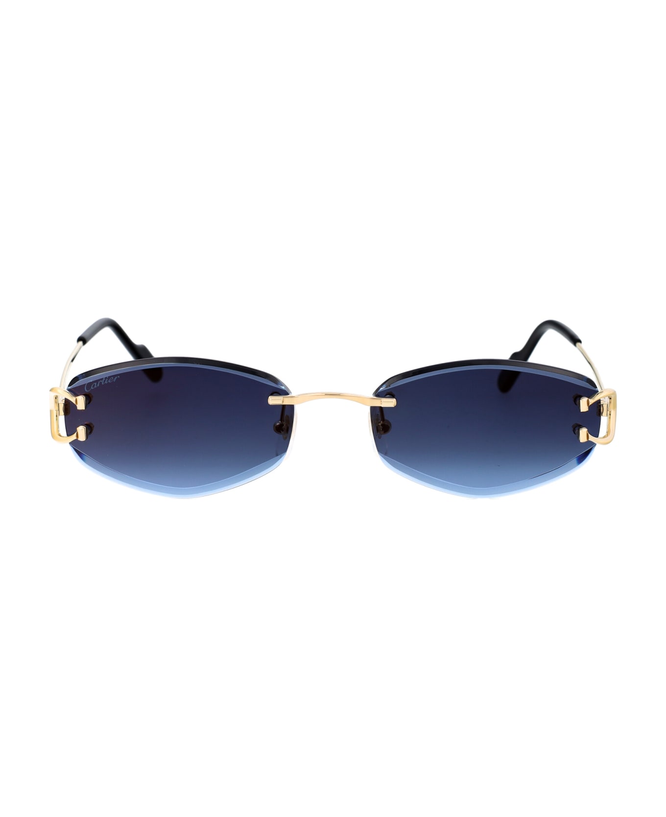 Cartier Eyewear Ct0467s Sunglasses - 002 GOLD GOLD BLUE