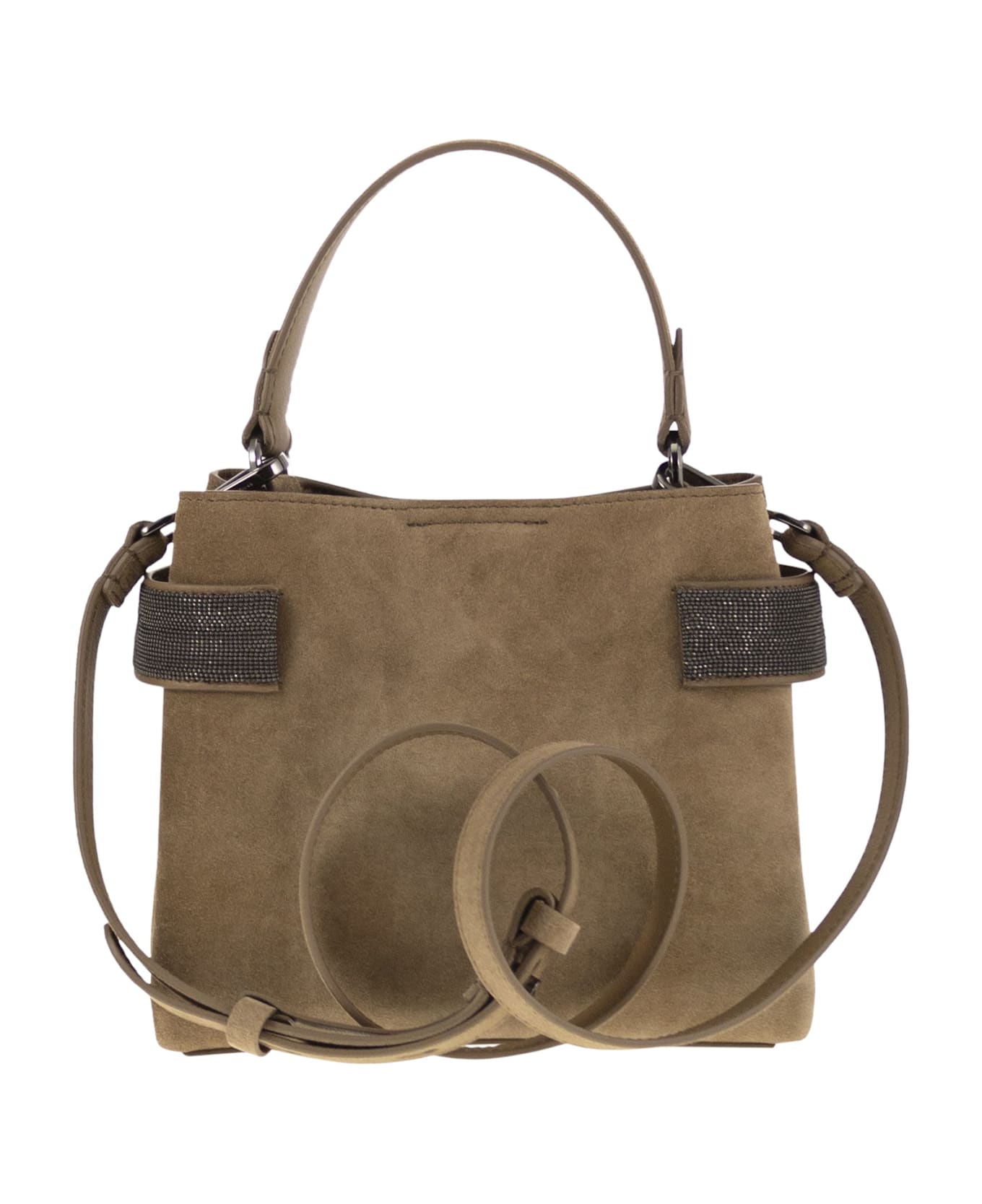 Brunello Cucinelli Essence Precious Bands Small Top-handle Bag - Hazelnut