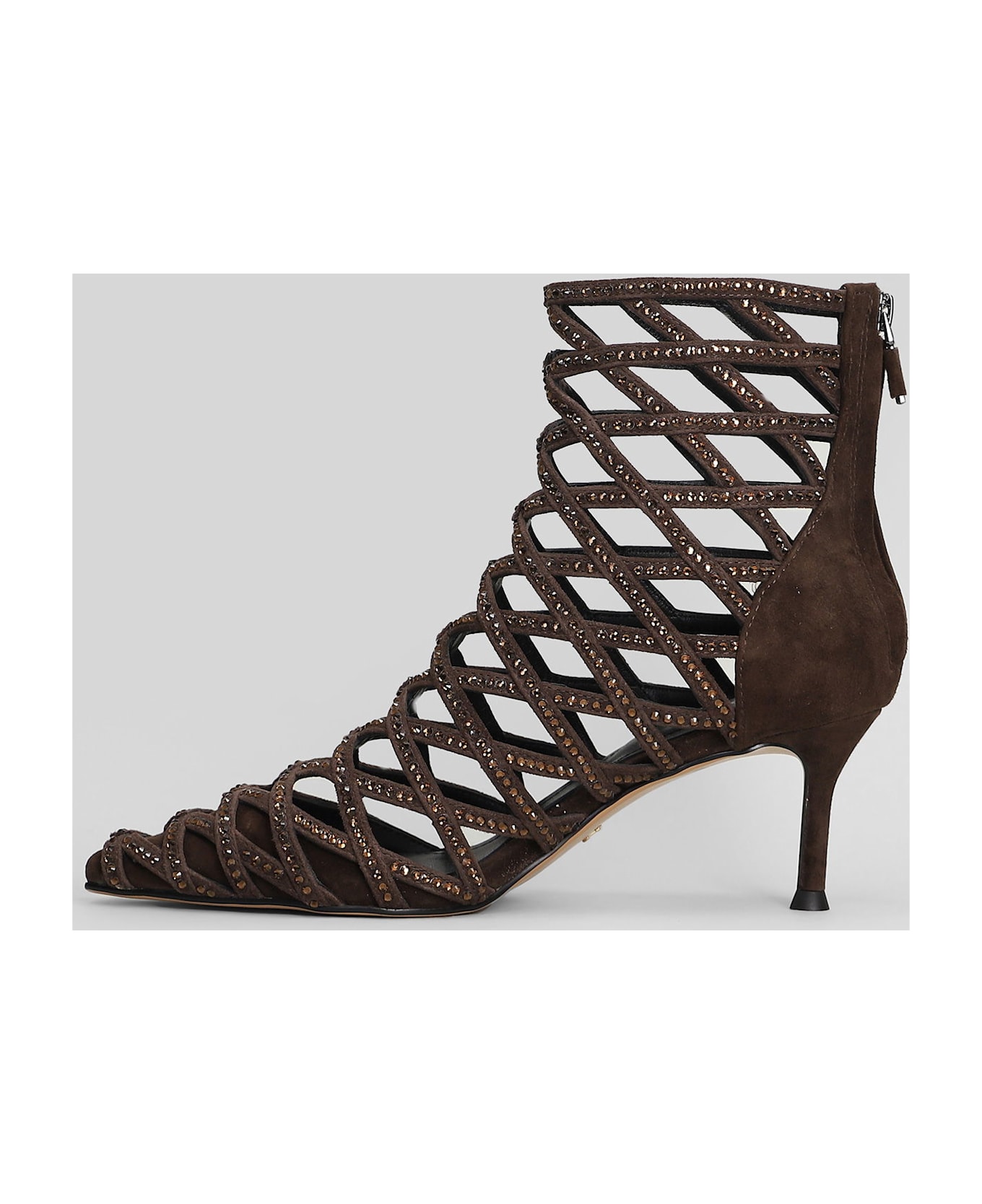 Lola Cruz High Heels Ankle Boots In Brown Suede - brown ブーツ