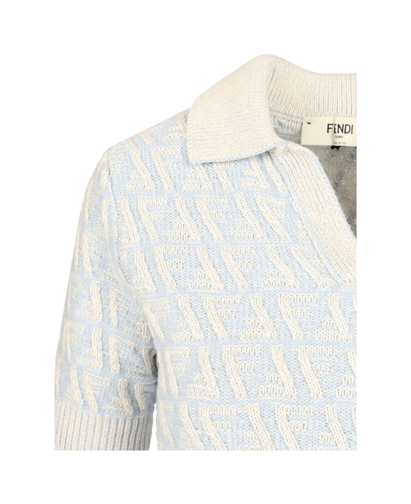 Fendi Short-sleeved Polo Shirt - Light blue